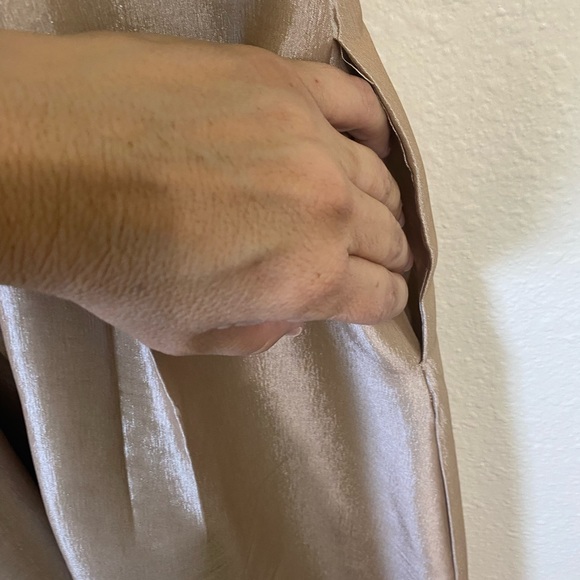 Beautiful evening gown. Nicely embroidered top with champagne color bottom. - Picture 6 of 7